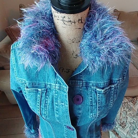 Faux fur jean jacket M - Picture 6 of 8